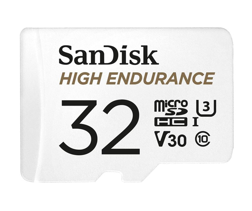 Sandisk High Endurance 32GB microSD 100MB/s 40MB/s 2.5K hrs 4K UHD C10 U3 V30 -40°C to 85°C Heat Freeze Shock Temp