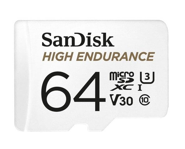 Sandisk High Endurance 64GB microSD 100MB/s 40MB/s 5K hrs 4K UHD C10 U3 V30 -40°C to 85°C Heat Freeze Shock