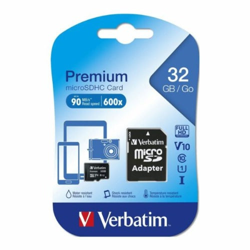 Verbatim 32GB MicroSD SDHC SDXC Class10 UHS-I Memory Card 45MB/s Read 10MB/s Write 300X Read Speed with standard
