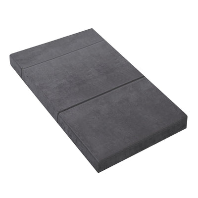 NNEDSZ Bedding Double Size Folding Foam Mattress Portable Bed Mat Velvet Dark Grey-0