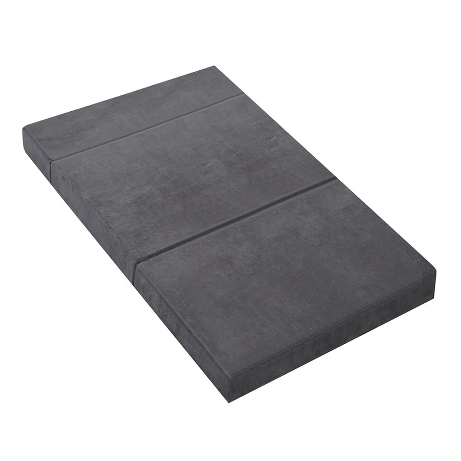 NNEDSZ Bedding Double Size Folding Foam Mattress Portable Bed Mat Velvet Dark Grey-0