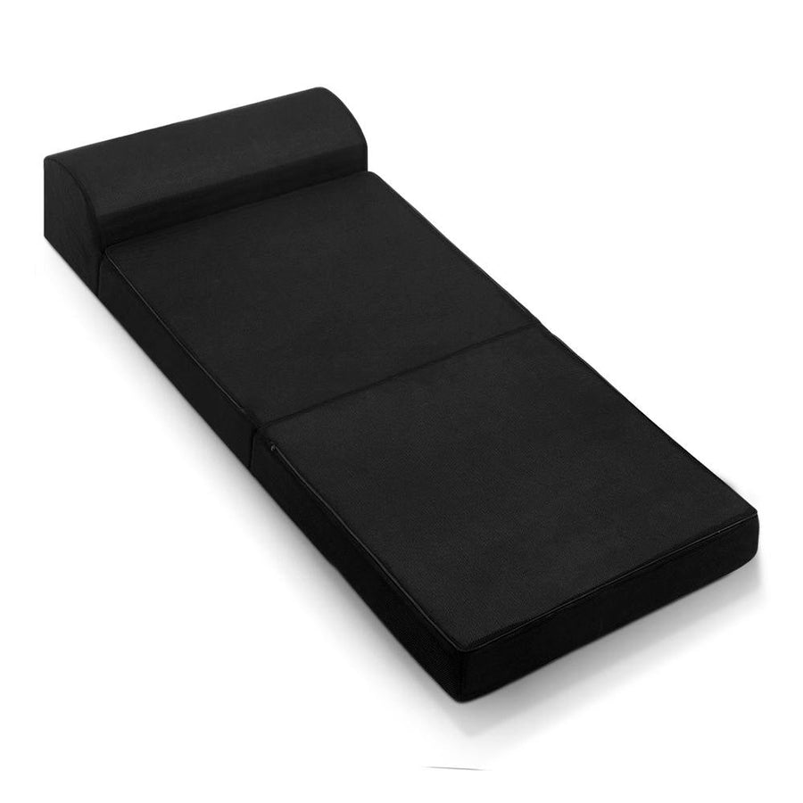 NNEDSZ Bedding Folding Foam Mattress Portable Single Sofa Bed Mat Air Mesh Fabric Black-0