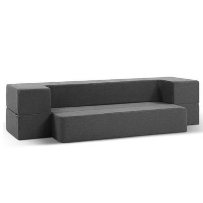 NNEDSZ Bedding Portable Sofa Bed Folding Mattress Lounger Chair Ottoman Grey-0