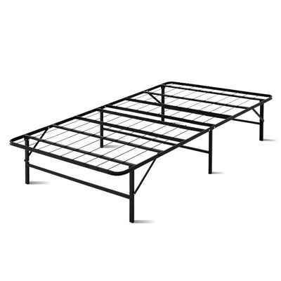 NNEDSZ Foldable King Single Metal Bed Frame - Black-0