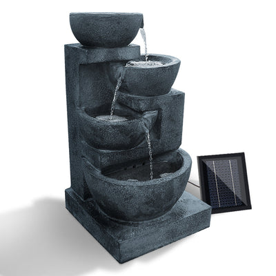 NNEDSZ 4 Tier Solar Powered Water Fountain with Light - Blue-0