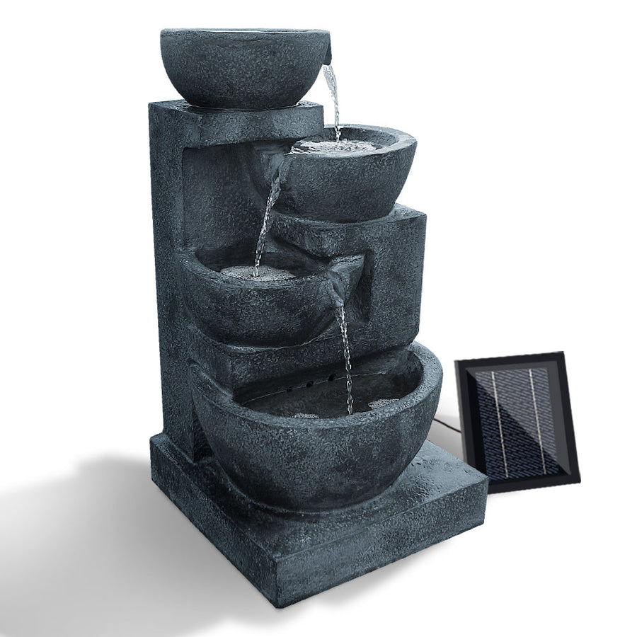 NNEDSZ 4 Tier Solar Powered Water Fountain with Light - Blue-0