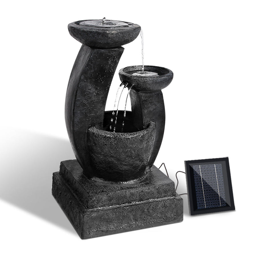 NNEDSZ 3 Tier Solar Powered Water Fountain with Light - Blue-0