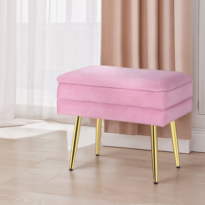 NNEDSZ Artiss Ottoman Storage Foot Stool Vanity Velvet Pink-0