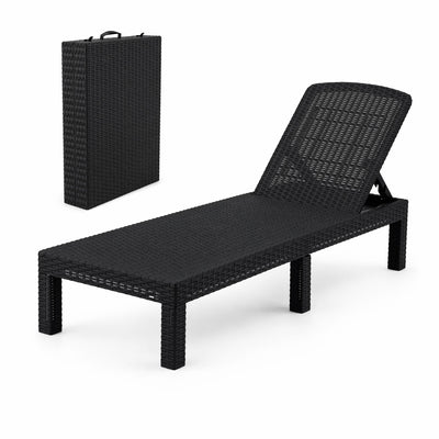 Gardeon Sun Lounge Outdoor Folding Recliner Patio Pool Beach Chair Rattan Black