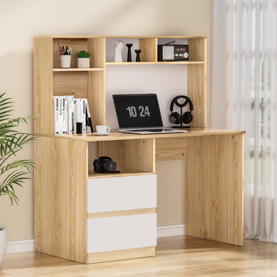 NNEDSZ Artiss Computer Desk Office Study Desks Table Bookshelf Drawer-0