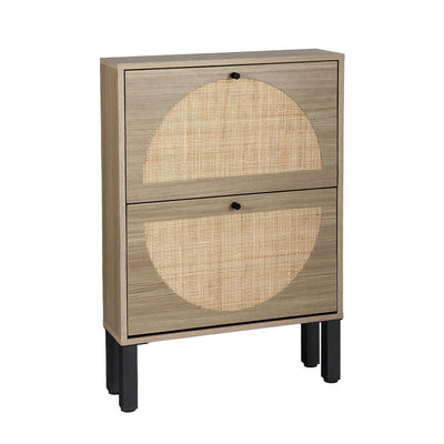 NNEDSZ Shoe Cabinet 2 Drawers Rattan 6 Pairs-0