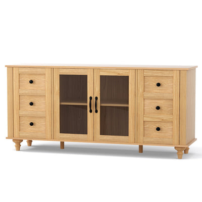 Artiss Buffet Sideboard Storage Cabinet Kitchen Cupboard Faux Drawer 150CM Pine-0