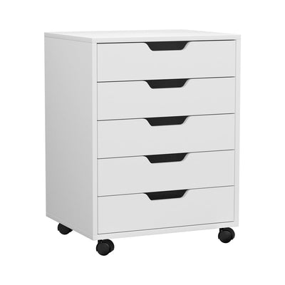 NNEDSZ 5-Drawer Filing Cabinet Mobile Rolling Storage Cabinet Chest of Drawers Stand White-0
