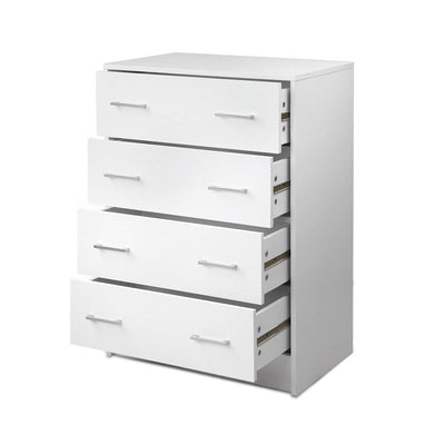 NNEDSZ Tallboy 4 Drawers Storage Cabinet - White-0