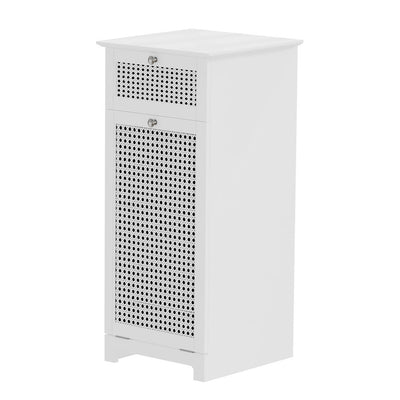 NNEDSZ Laundry Hamper Cabinet Bathroom Storage White Rattan Clothes Basket-0