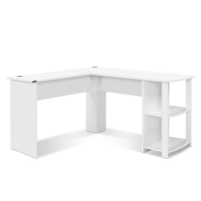 NNEDSZ Office Computer Desk Corner Student Study Table Workstation L-Shape Shelf White-0