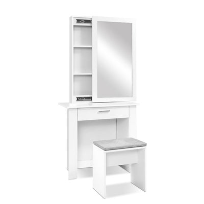 NNEDSZ Dressing Table Mirror Stool Mirror Jewellery Cabinet Makeup Storage Desk-0