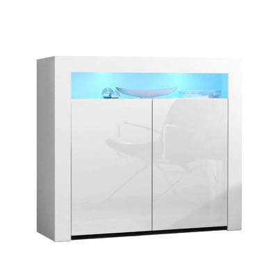 NNEDSZ Buffet Sideboard Cabinet LED High Gloss Storage Cupboard 2 Doors White-0