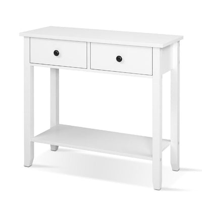 NNEDSZ Hallway Console Table Hall Side Entry 2 Drawers Display White Desk Furniture-0