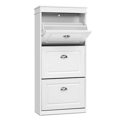 NNEDSZ Shoe Cabinet Shoes Storage Rack White Organiser Shelf Cupboard 18 Pairs Drawer-0