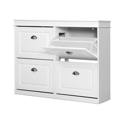 NNEDSZ Shoe Cabinet Shoes Storage Rack Organiser White Shelf Drawer Cupboard 24 Pairs-0