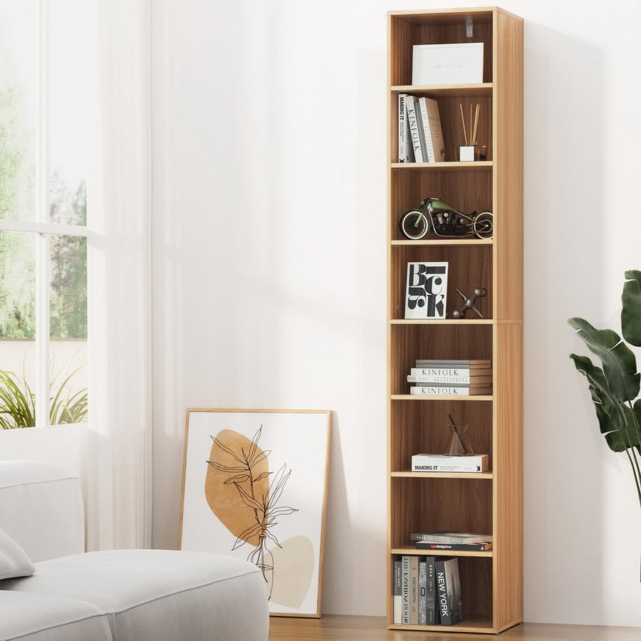 NNEDSZ Artiss Bookshelf 8 Tiers MILO Pine-0