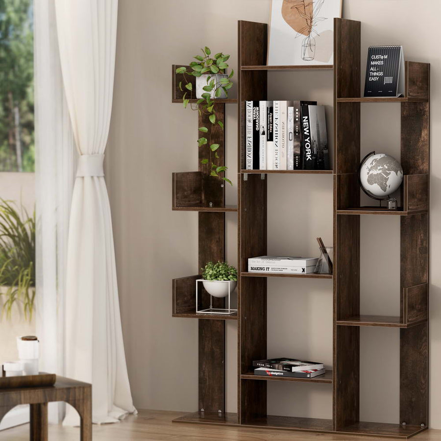 NNEDSZ Artiss Tree-Shaped Bookshelf ROMI Walnut-0