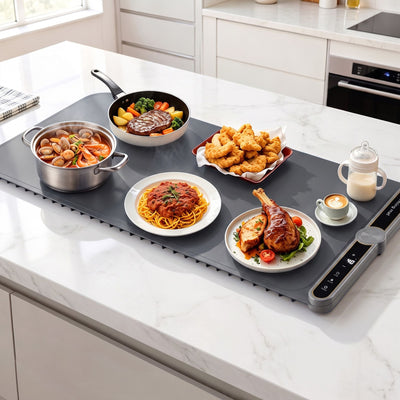 Devanti Food Warming Mat 80cm Electric Food Warmer Roll Up Buffet Tray Grey-0
