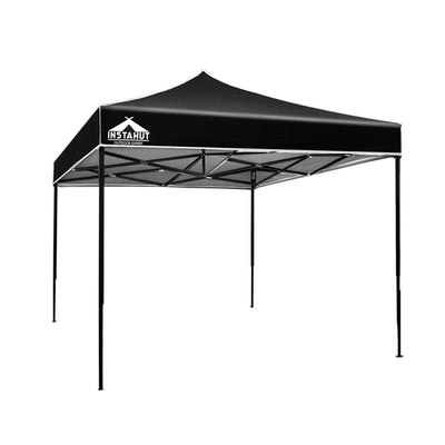 NNEDSZ Instahut Gazebo Pop Up Marquee 3x3 Outdoor Wedding Base Pod Kit Black-0
