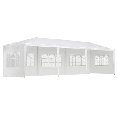 NNEDSZ Gazebo 3x9m Marquee Wedding Party Tent Outdoor Camping Side Wall Canopy 5 Panel White-0