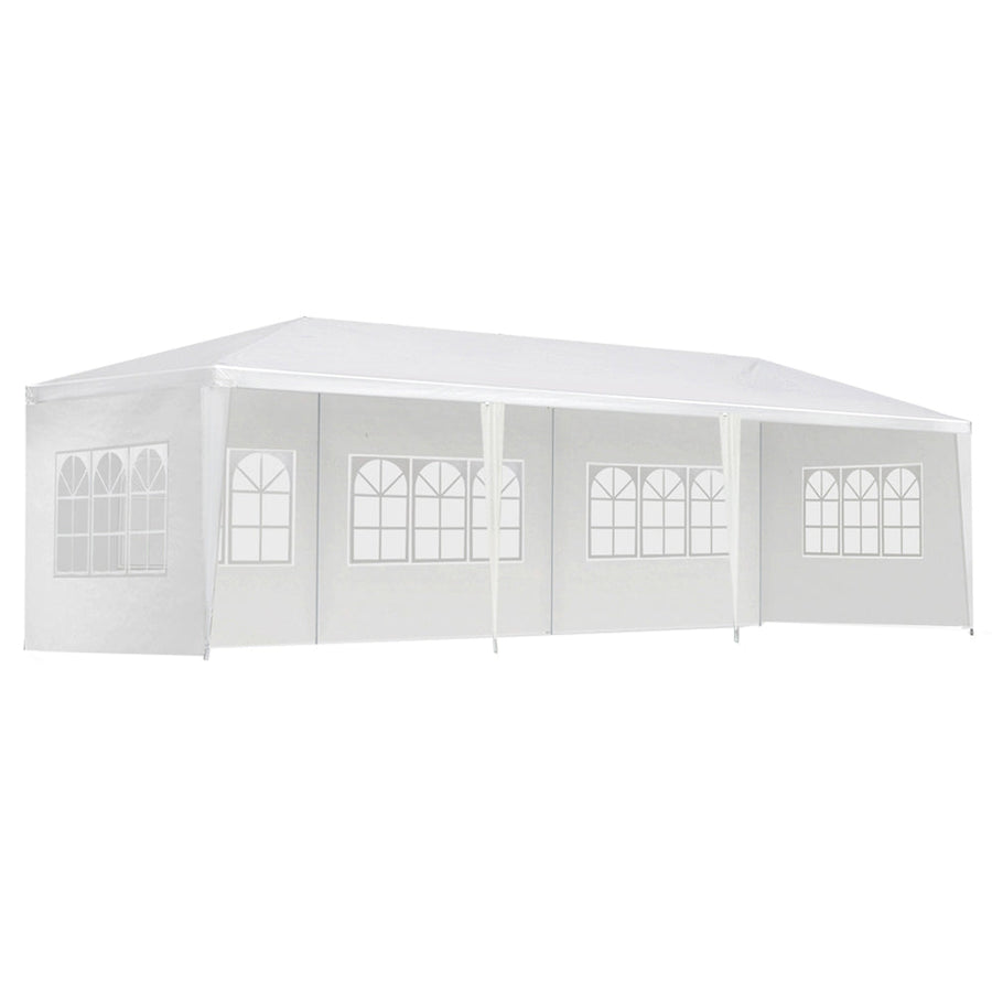 NNEDSZ Gazebo 3x9m Marquee Wedding Party Tent Outdoor Camping Side Wall Canopy 5 Panel White-0