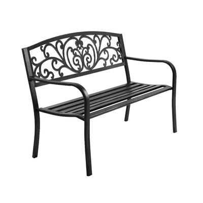 NNEDSZ Bench Seat Outdoor Chair Steel Iron Patio Furniture Lounge Porch Lounger Vintage Black Gardeon-0
