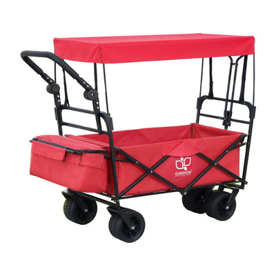 NNEDSZ Gardeon Garden Cart with Removable Canopy Red-0