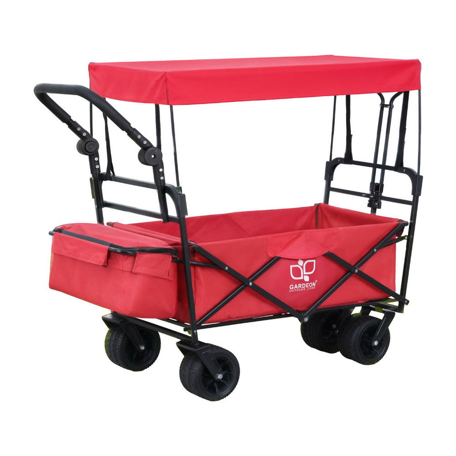 NNEDSZ Gardeon Garden Cart with Removable Canopy Red-0