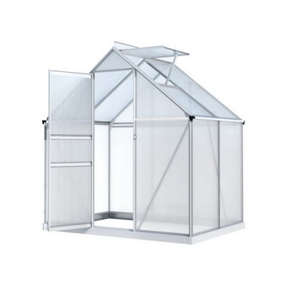 NNEDSZ Green Fingers Greenhouse Aluminium Polycarbonate Premium Garden Storage Shed 1.3Mx1.9Mx2.0M-0
