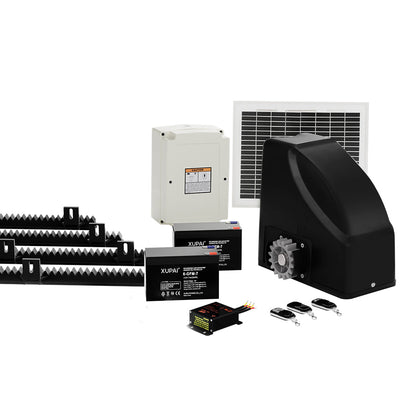 NNEDSZ Automatic Sliding Gate Opener Kit 10W Solar Panel Electric 4M 600KG-0