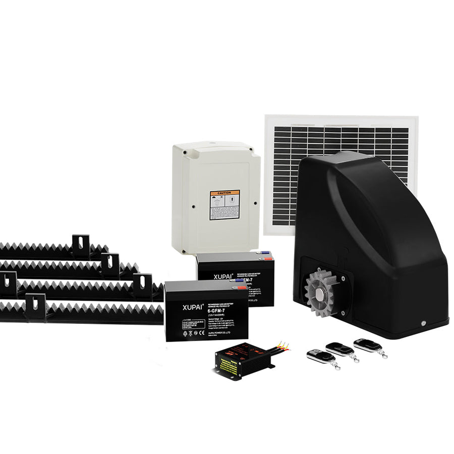 NNEDSZ Automatic Sliding Gate Opener Kit 10W Solar Panel Electric 4M 600KG-0