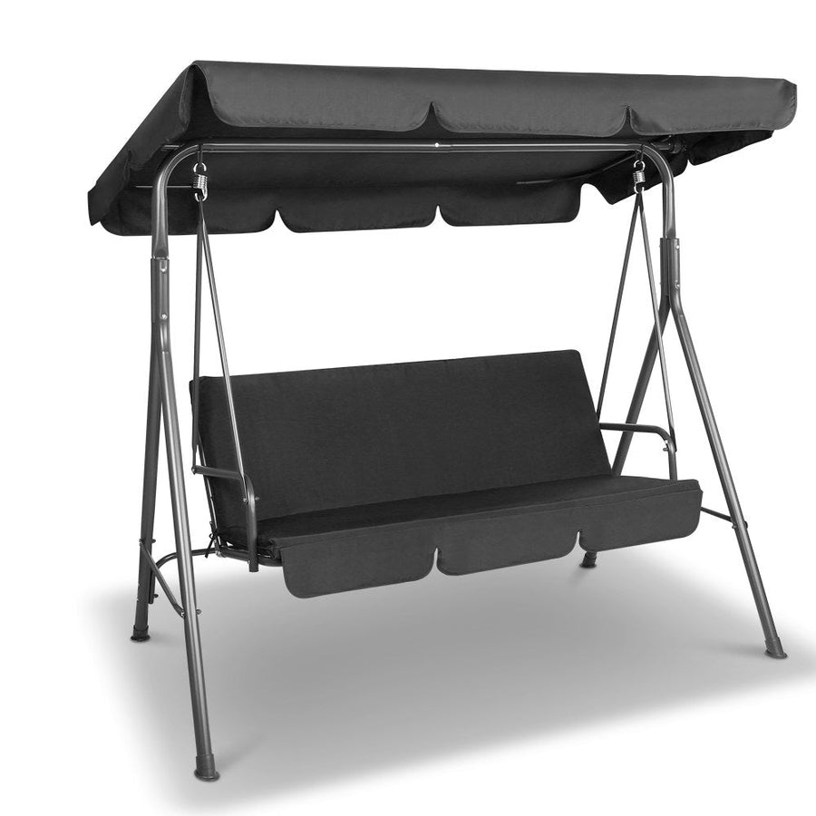 NNEDSZ Furniture Swing Chair Hammock 3 Seater Bench Seat Canopy Black-0