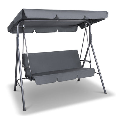 NNEDSZ Outdoor Swing Chair Hammock Bench Seat Canopy Cushion Furniture Grey-0