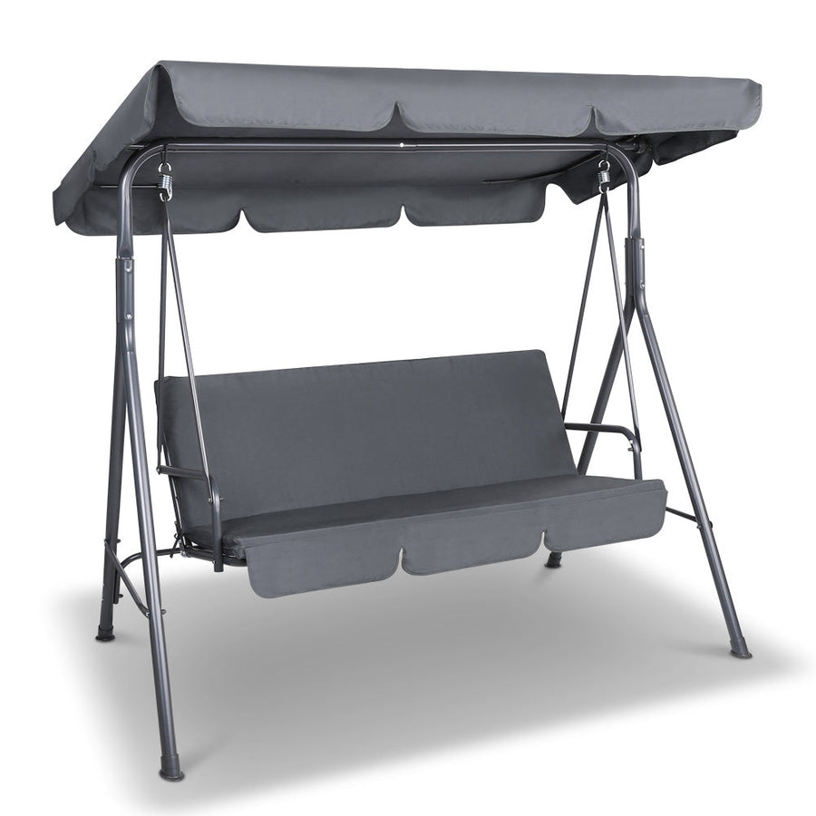 NNEDSZ Outdoor Swing Chair Hammock Bench Seat Canopy Cushion Furniture Grey-0