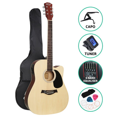 NNEDSZ 41 Inch Electric Acoustic Guitar Wooden Classical with Pickup Capo Tuner Bass Natural-0