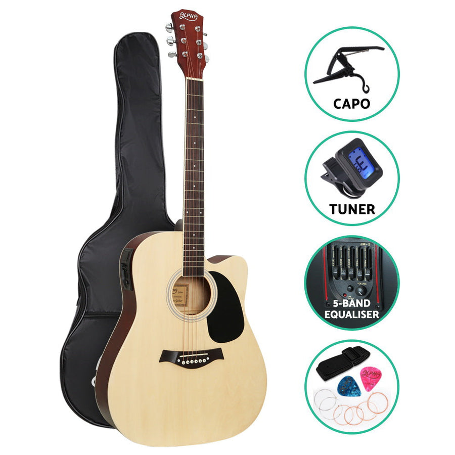 NNEDSZ 41 Inch Electric Acoustic Guitar Wooden Classical with Pickup Capo Tuner Bass Natural-0