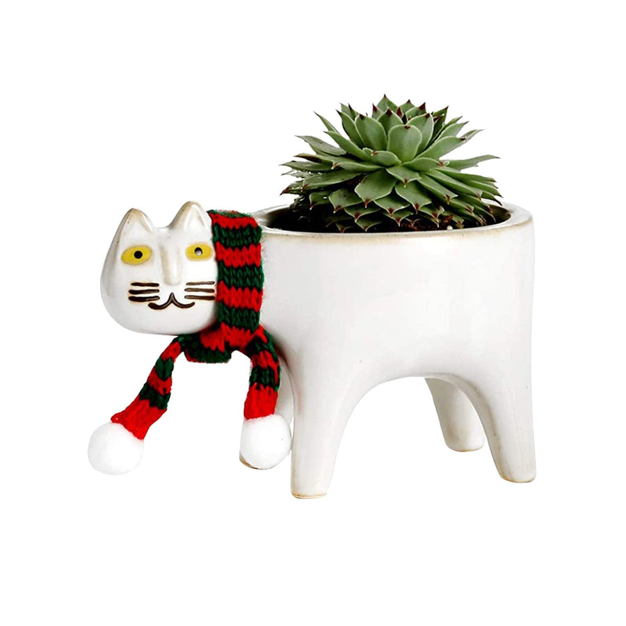 NNEOBA Ceramic Flower Pot Cute Cat Shape Garden Pots Succulent Planter Plant Container Home Desktop Decor Vase For Living Room-0