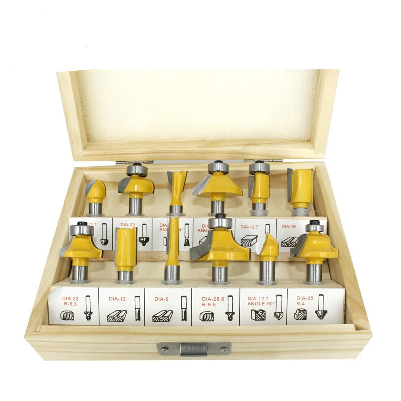 NNEOBA 12pcs 8mm Router Bit Set Trimming Straight Milling Cutter-0