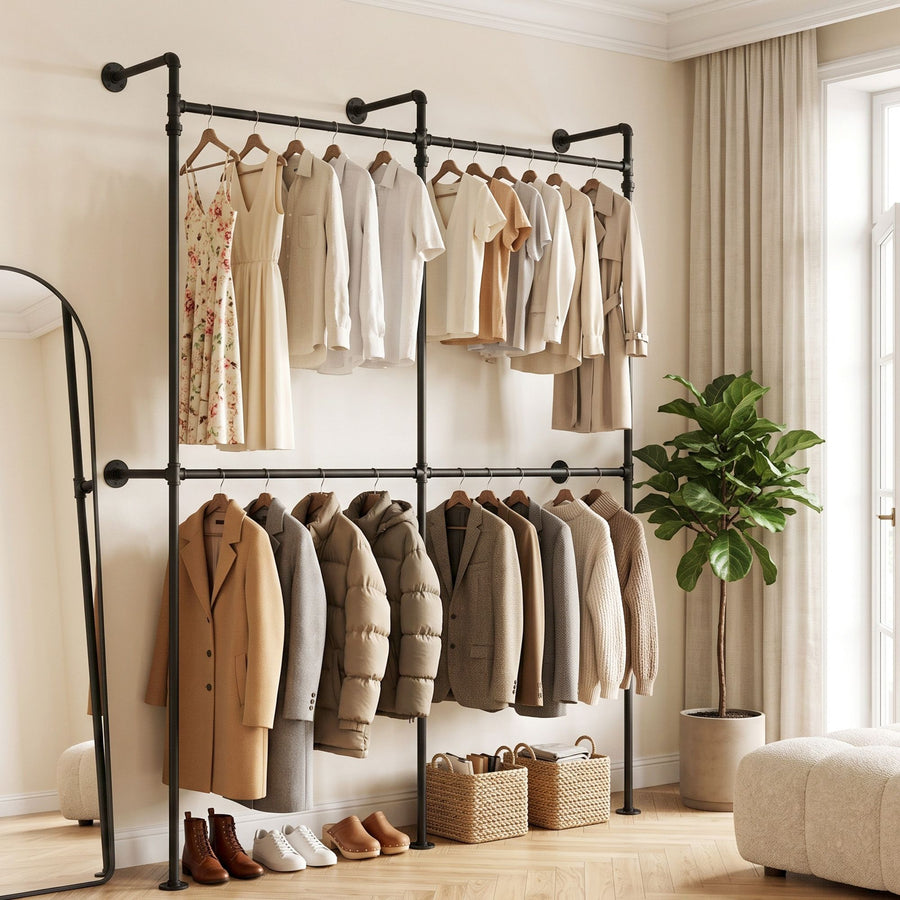 Artiss Industrial Pipe Clothing Rack Garment Clothes Display Stand Wall Mounted