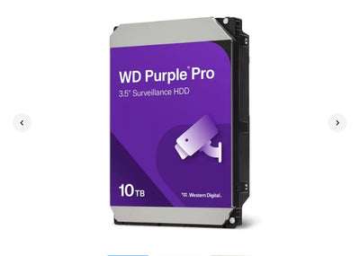 Western Digital WD102PURP Purple Pro 10TB 3.5" Surveillance HDD 7200RPM 256MB SATA3 265MB/s 550TBW 24x7 64 Cameras