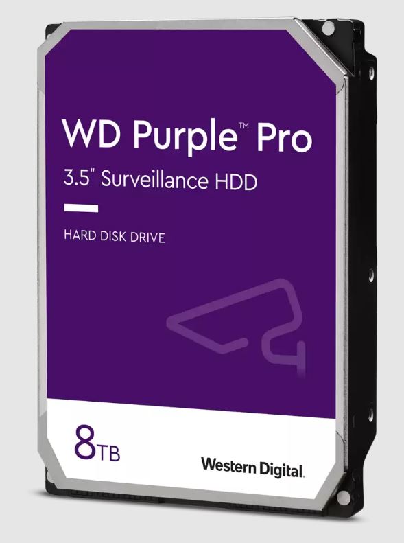 Western Digital WD Purple Pro 8TB 3.5" Surveillance HDD 7200RPM 256MB SATA3 245MB/s 550TBW 24x7 64 Cameras AV NVR