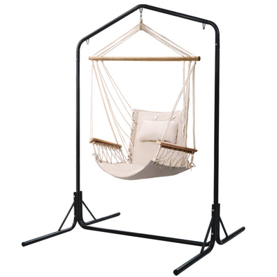 NNEDSZ Outdoor Hammock Chair with Stand Swing Hanging Hammock Garden Cream-0