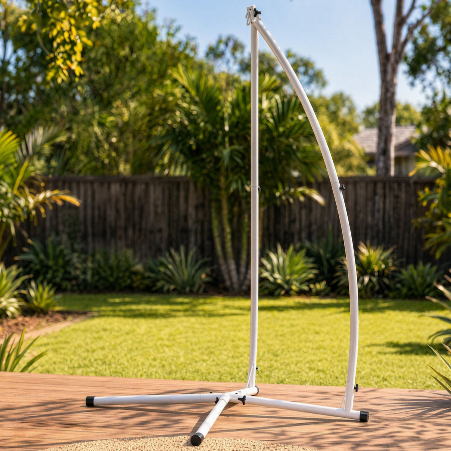 Gardeon Hammock Stand 150kg Capacity White Steel Frame for Hanging Chairs-0