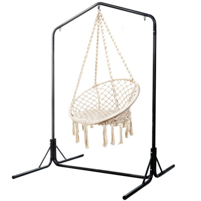 NNEDSZ Outdoor Hammock Chair with Stand Cotton Swing Relax Hanging 124CM Cream-0